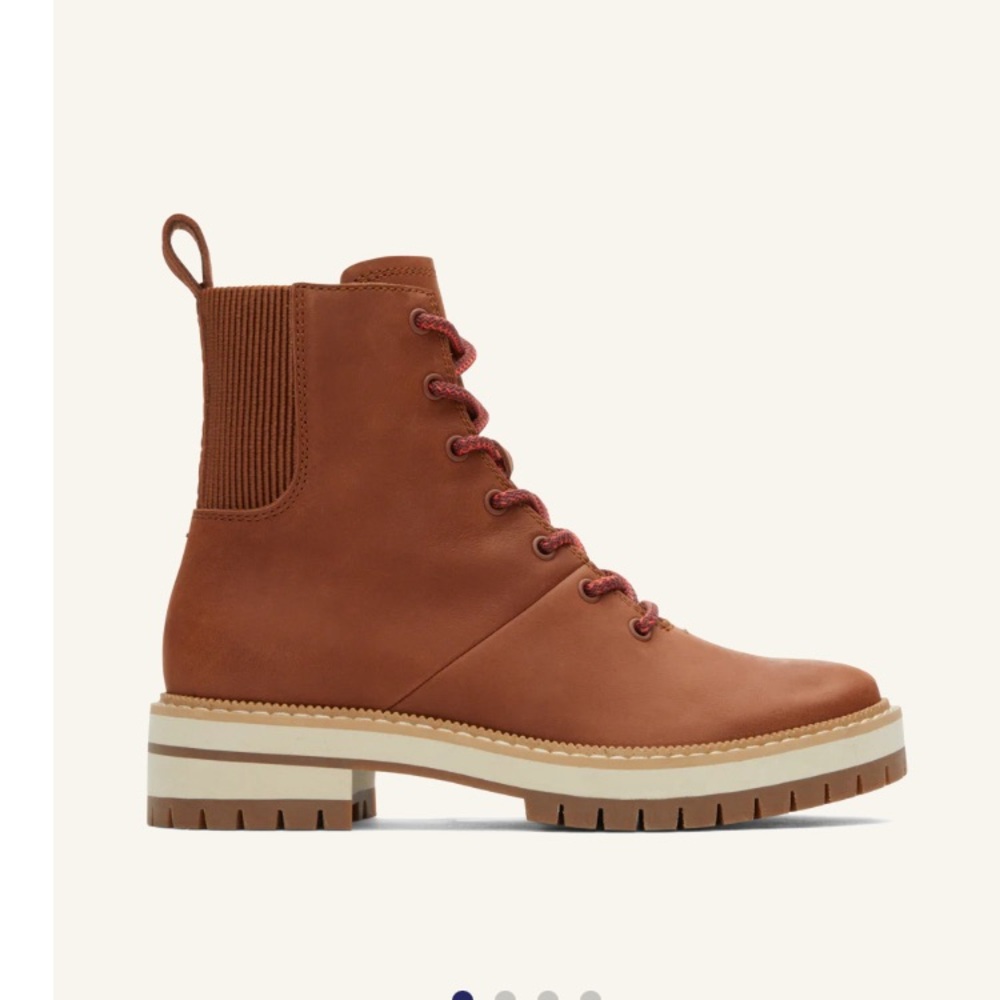 NWT Tom’s Frankie Lace Up Boots. Women’s 9.5. Dark brown. Never worn.